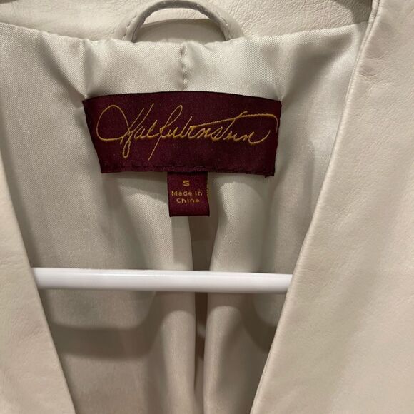 Hal Rubinstein Cream Leather Front Zipper Jacket.Size S - Picture 10 of 15
